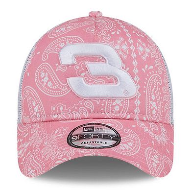 Men's New Era Pink Austin Dillon 9FORTY A-Frame Trucker Paisley Adjustable Hat