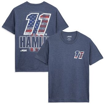 Men's Classic Ink Heather Navy Denny Hamlin #11 Patriotic Number Tri-Blend T-Shirt
