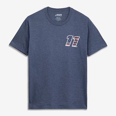 Men's Classic Ink Heather Navy Denny Hamlin #11 Patriotic Number Tri-Blend T-Shirt