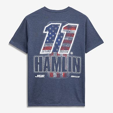 Men's Classic Ink Heather Navy Denny Hamlin #11 Patriotic Number Tri-Blend T-Shirt