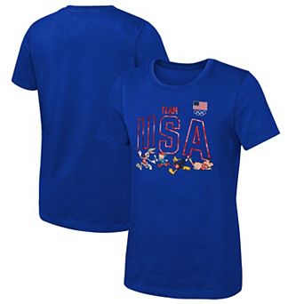 Girls Youth Royal Team USA Looney Tunes T-Shirt