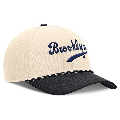 Men's Nike Natural/Black Brooklyn Dodgers Cooperstown Collection Rise Adjustable Hat