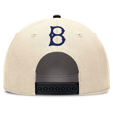 Men's Nike Natural/Black Brooklyn Dodgers Cooperstown Collection Rise Adjustable Hat
