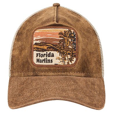 Men's New Era Dark Brown Florida Marlins Vintage Landscape 9TWENTY A-Frame Adjustable Trucker Hat