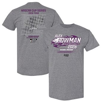 Men's Hendrick Motorsports Team Collection Heather Charcoal Alex Bowman 2026 NASCAR Schedule T-Shirt