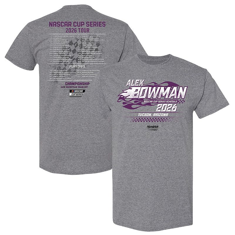 Men's Hendrick Motorsports Team Collection Heather Charcoal Alex Bowman 2026 NASCAR Schedule T-Shirt, Size: 2XL, Nas Charco