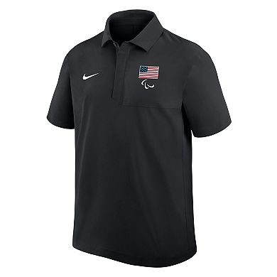 Men's Nike Black U.S. Paralympics Woven Polo