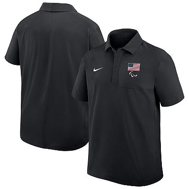 Men's Nike Black U.S. Paralympics Woven Polo