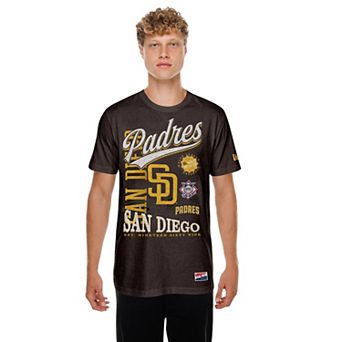 Men's New Era Brown San Diego Padres Oversized Throwback Distressed T-Shirt