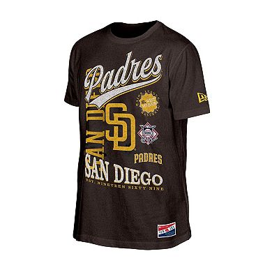 Men's New Era Brown San Diego Padres Oversized Throwback Distressed T-Shirt