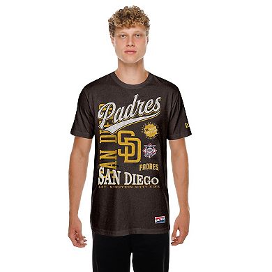 Men's New Era Brown San Diego Padres Oversized Throwback Distressed T-Shirt