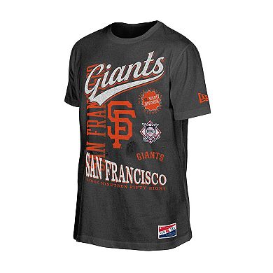 Men's New Era Black San Francisco Giants Oversized Throwback Distressed T-Shirt