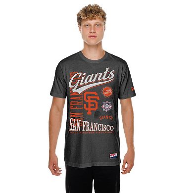 Men's New Era Black San Francisco Giants Oversized Throwback Distressed T-Shirt