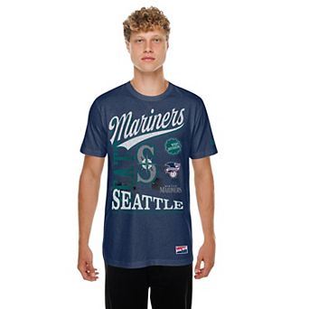 Men's New Era Navy Seattle Mariners Oversized Throwback Distressed T-Shirt
