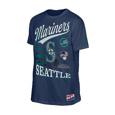 Men's New Era Navy Seattle Mariners Oversized Throwback Distressed T-Shirt