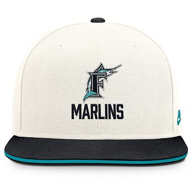 Men's Nike Cream/Black Florida Marlins Cooperstown Pro Dri-FIT Snapback Hat