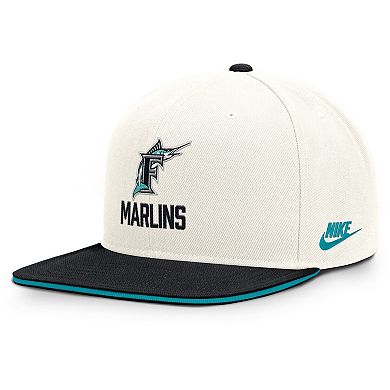 Men's Nike Cream/Black Florida Marlins Cooperstown Pro Dri-FIT Snapback Hat