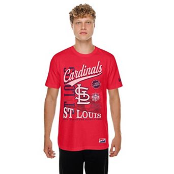 Men's New Era Red St. Louis Cardinals Oversized Throwback Distressed T-Shirt