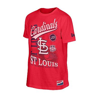 Men's New Era Red St. Louis Cardinals Oversized Throwback Distressed T-Shirt