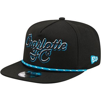 Men's New Era Black Charlotte FC Script Golfer Adjustable Hat