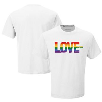 Men's Checkered Flag White NASCAR Love Wins T-Shirt