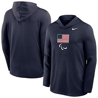 Men's Nike Navy U.S. Paralympics Lightweight Dri-FIT Long Sleeve Hoodie T-Shirt