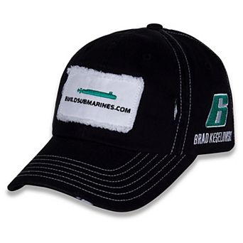 Men's Checkered Flag Sports Black Brad Keselowski BuildSubmarines.com Vintage Patch Adjustable Hat