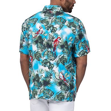 Men's Margaritaville Light Blue Martin Truex Jr Jungle Parrot Party Button-Up Shirt