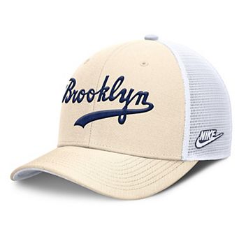 Men's Nike Natural Brooklyn Dodgers Cooperstown Collection Dri-FIT Rise Trucker Adjustable Hat