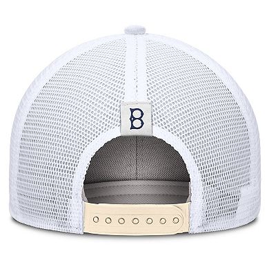 Men's Nike Natural Brooklyn Dodgers Cooperstown Collection Dri-FIT Rise Trucker Adjustable Hat