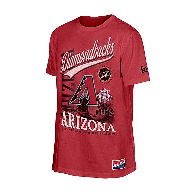Men's New Era Red Arizona Diamondbacks Oversized Throwback Distressed T-Shirt