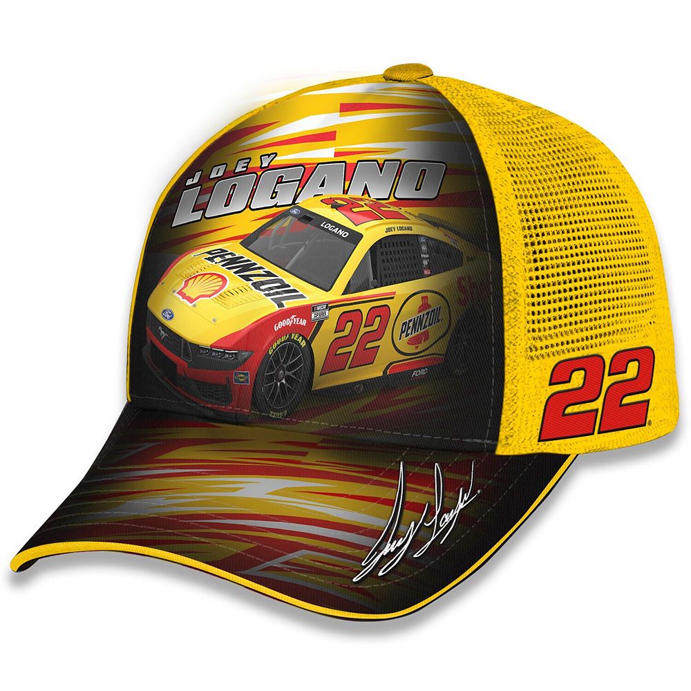 Unisex Checkered Flag Sports Yellow Joey Logano Shell-Pennzoil ...