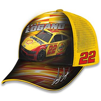 Unisex Checkered Flag Sports Yellow Joey Logano Shell-Pennzoil Adjustable Trucker Hat