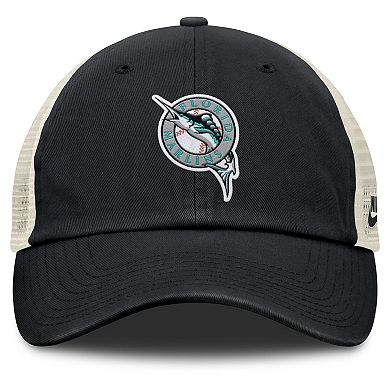 Men's Nike Black/Natural Florida Marlins Cooperstown Collection Club Trucker Adjustable Hat