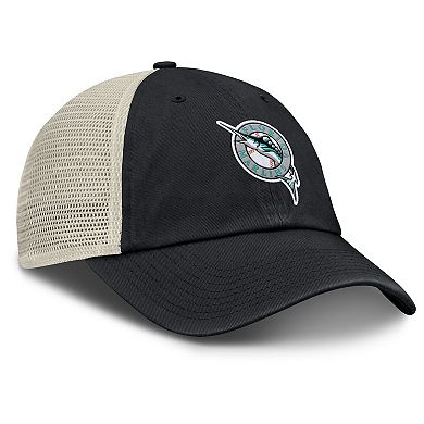 Men's Nike Black/Natural Florida Marlins Cooperstown Collection Club Trucker Adjustable Hat