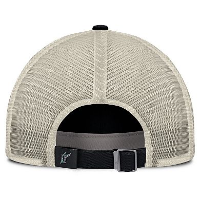 Men's Nike Black/Natural Florida Marlins Cooperstown Collection Club Trucker Adjustable Hat