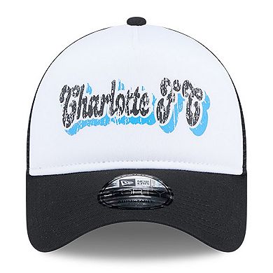 Women's New Era White/Black Charlotte FC Throwback A-Frame Trucker 9FORTY Snapback Hat