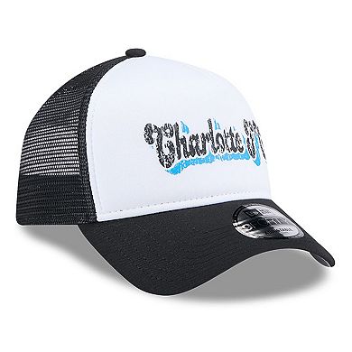 Women's New Era White/Black Charlotte FC Throwback A-Frame Trucker 9FORTY Snapback Hat
