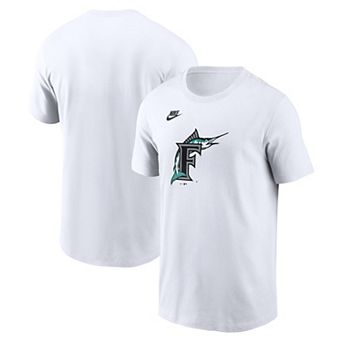 Men's Nike White Florida Marlins Cooperstown Collection Logo T-Shirt