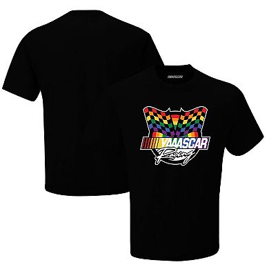 Men's Checkered Flag Black NASCAR YAAASCAR Pride T-Shirt