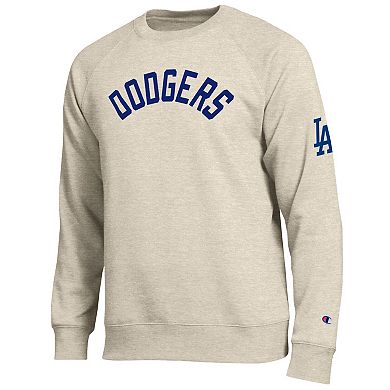 Men's Champion Oatmeal Los Angeles Dodgers All-Star Soft Felt Sweatshirt