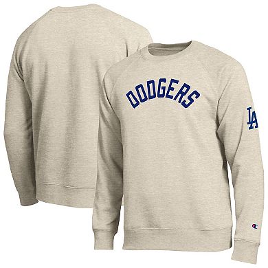 Men's Champion Oatmeal Los Angeles Dodgers All-Star Soft Felt Sweatshirt