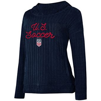 Women's Concepts Sport Navy USWNT Linger Long Sleeve Hooded Top