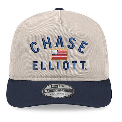 Men's New Era Khaki/Navy Chase Elliott Flag 19TWENTY Adjustable Hat