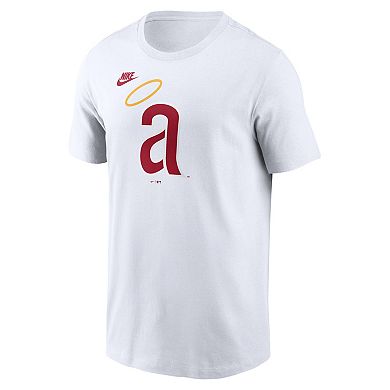 Men's Nike White California Angels Cooperstown Collection Logo T-Shirt