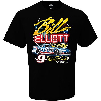 Men's Checkered Flag Black Bill Elliott Dawsonville Two-Sided T-Shirt
