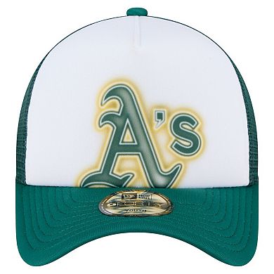 Toddler New Era White/Green Athletics Painted A-Frame 9FORTY Trucker Adjustable Hat