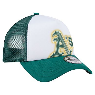 Toddler New Era White/Green Athletics Painted A-Frame 9FORTY Trucker Adjustable Hat
