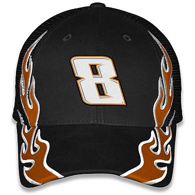 Unisex Checkered Flag Sports Black Kyle Busch Cheddars Flame Trucker Adjustable Hat