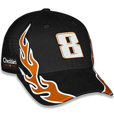 Unisex Checkered Flag Sports Black Kyle Busch Cheddars Flame Trucker Adjustable Hat
